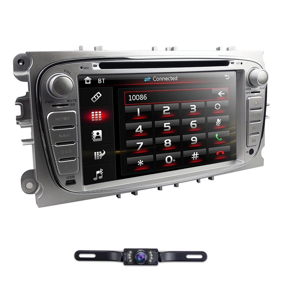 Clearance HIZPO 7 Inch Car DVD radio For Ford Focus 2 S-Max C-Max Mondeo 4 Galaxy Kuga 2008-2010 DAB+ RDS OBD2 Free camera 8G Map card 2