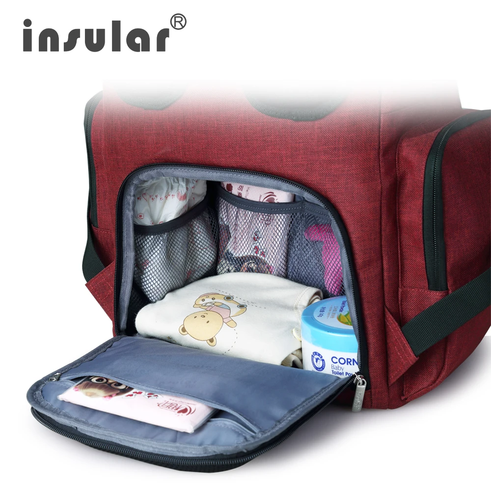 Insular Baby Care Diaper Bag Nappy Mummy Backpack Traveling Maternity Stroller  With Straps Baby multifunctional Stroller Bag