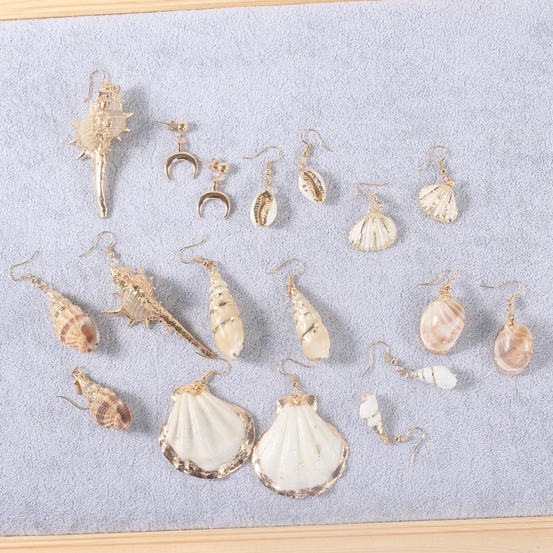 

Fashion natural seashell ocean shell conch drop earring multiple bohemia bikini beach Hawaii style cowrie women earring brincos