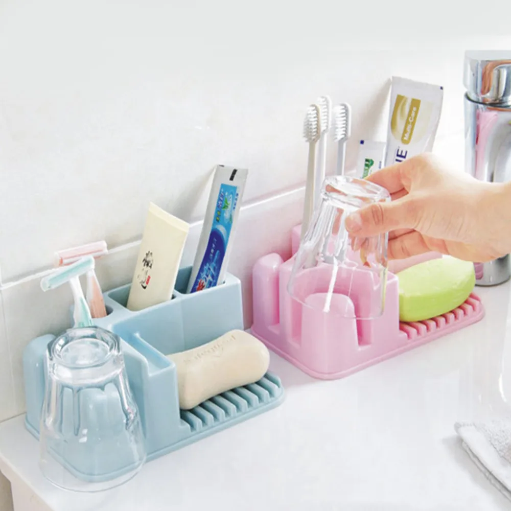 

New Bathroom Washable Storage Rack Bathroom Toothbrush Holder Cup Finishing Tooth Brush Holder Toiletries Organizer B1