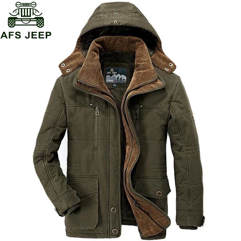 AFS JEEP 2018 Winter Jacket Men Winter Parka Coat Male Military Hooded