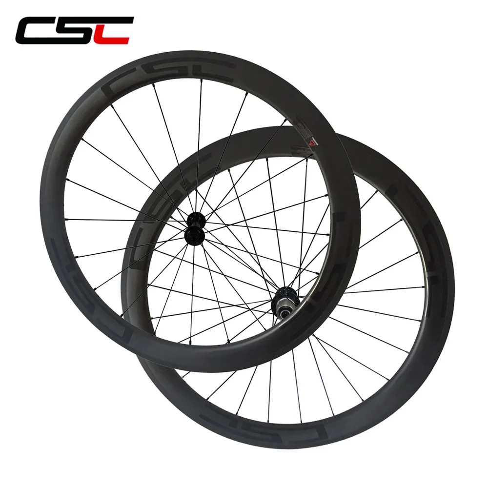 Excellent CSC U Shape 700C full carbon 50mm clincher wheels 25mm width with Powerway R13 hub sapim cx ray cn 424 spoke 3