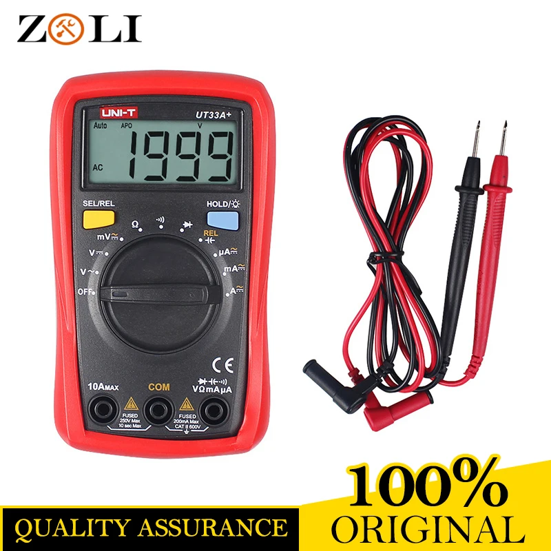 

Multimeter UNI-T UT33A+ Mini Palm size Ammeter UT33A+ Multitester Automatic Range Digital Multimeter DC/ AC Resistance UT 33A+