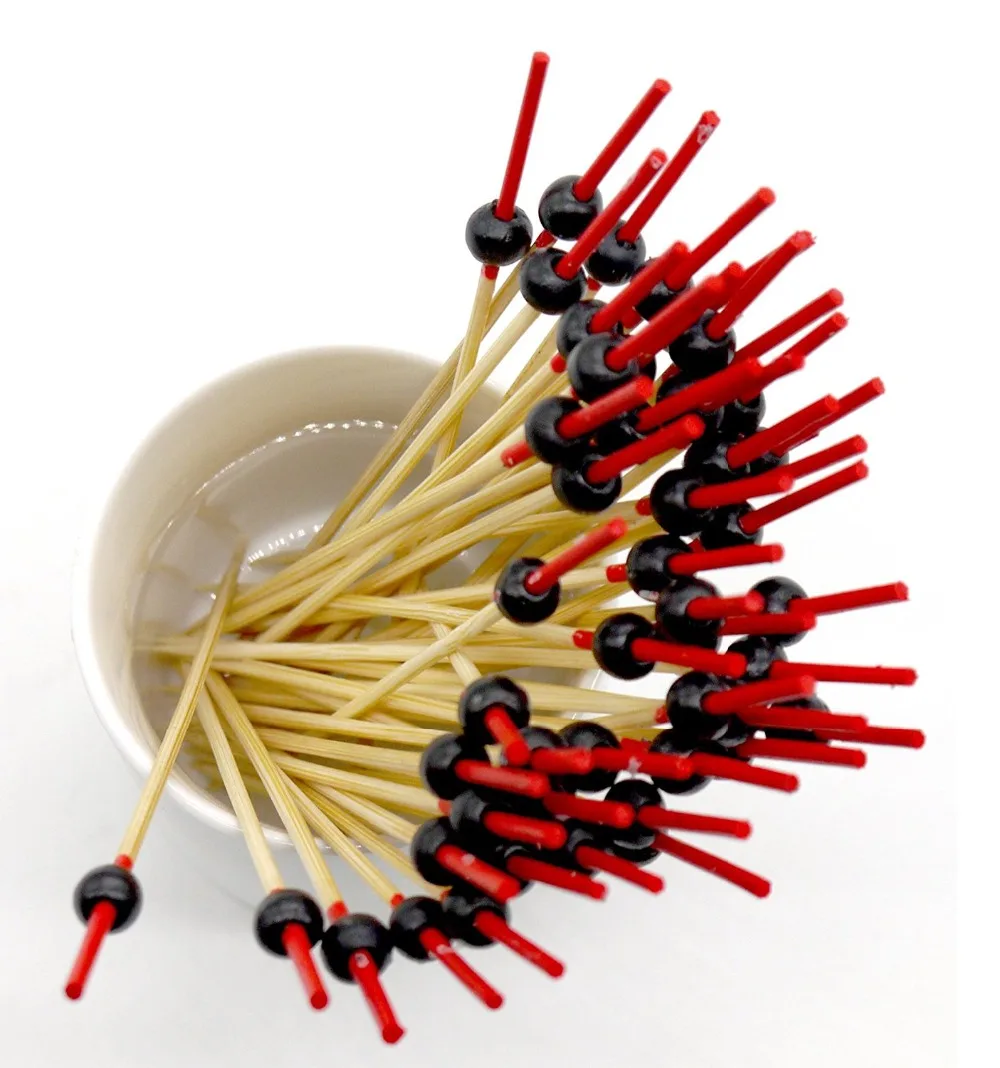 

Free Shipping - Party Suppliers Disposable Tableware, 120mm Cocktail Ball Bamboo Pick Fruit Skewer, 100/Pack