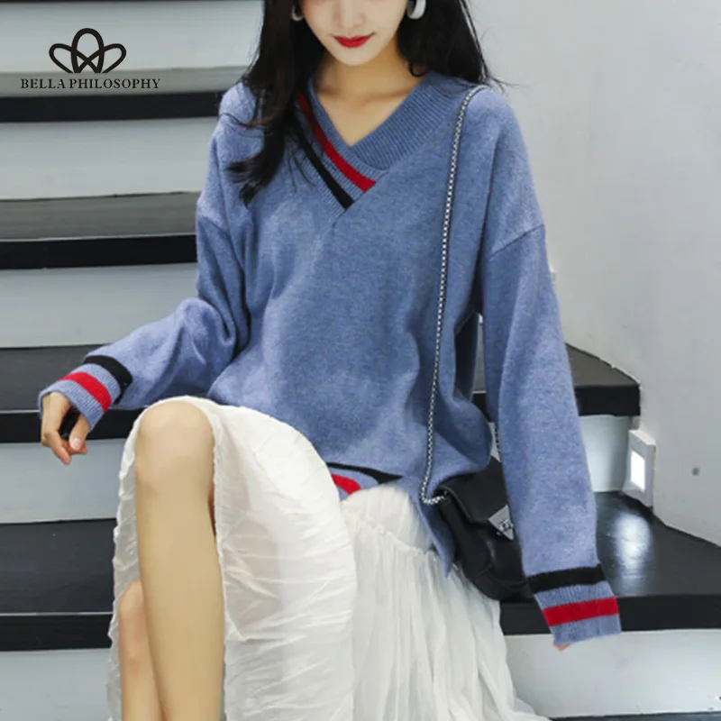 Wonder 2019 new Spring autumn sweaters women fashion sexy v-neck sweater loose  sweater batwing sleeve pullover
