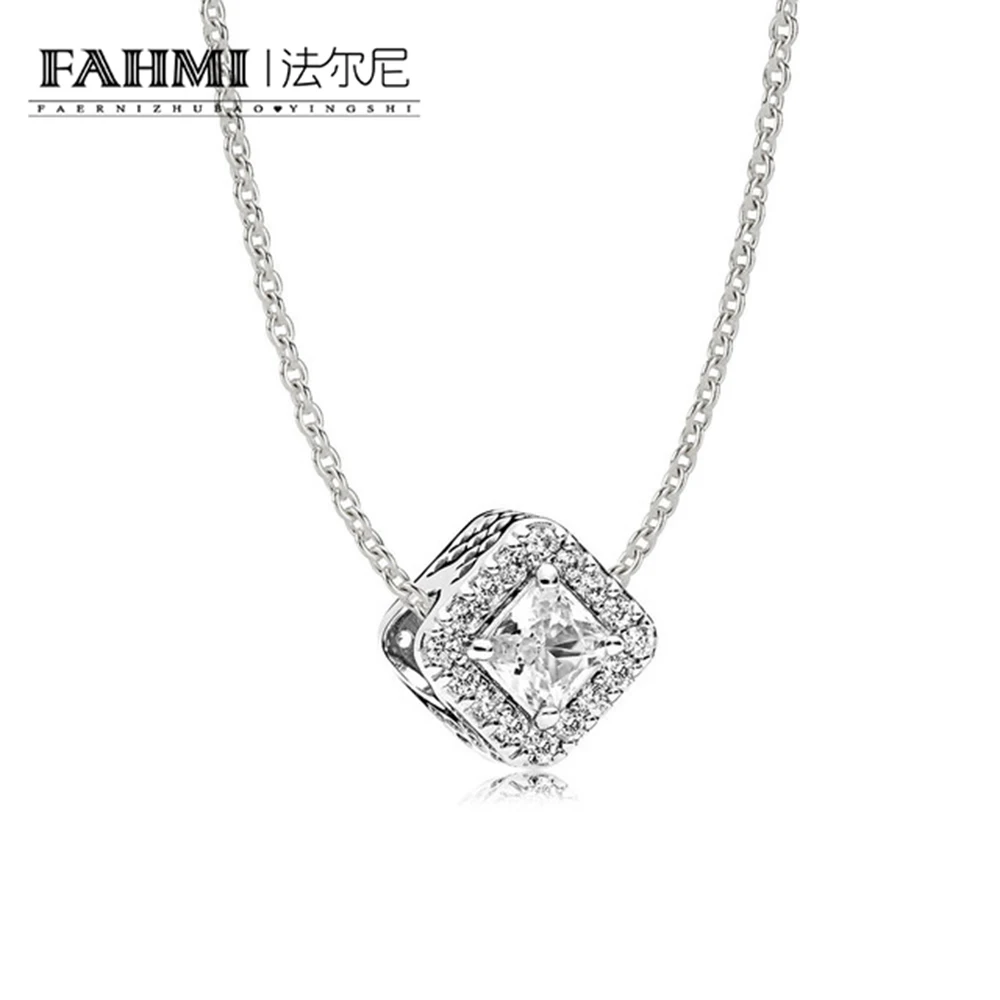 

FAHMI Book Di 100% 925 Sterling Silver Geometric Radiance Necklace & Pendant fit charm original Necklace Women jewelry A Set