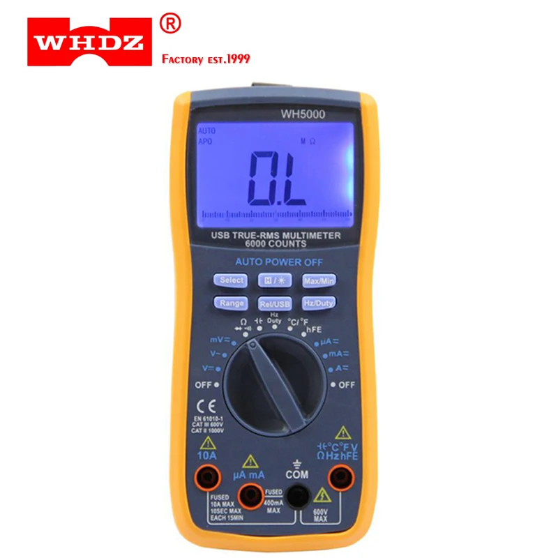 WHDZ WH5000 Digital Multimeter 5999 Counts with USB Interface Auto