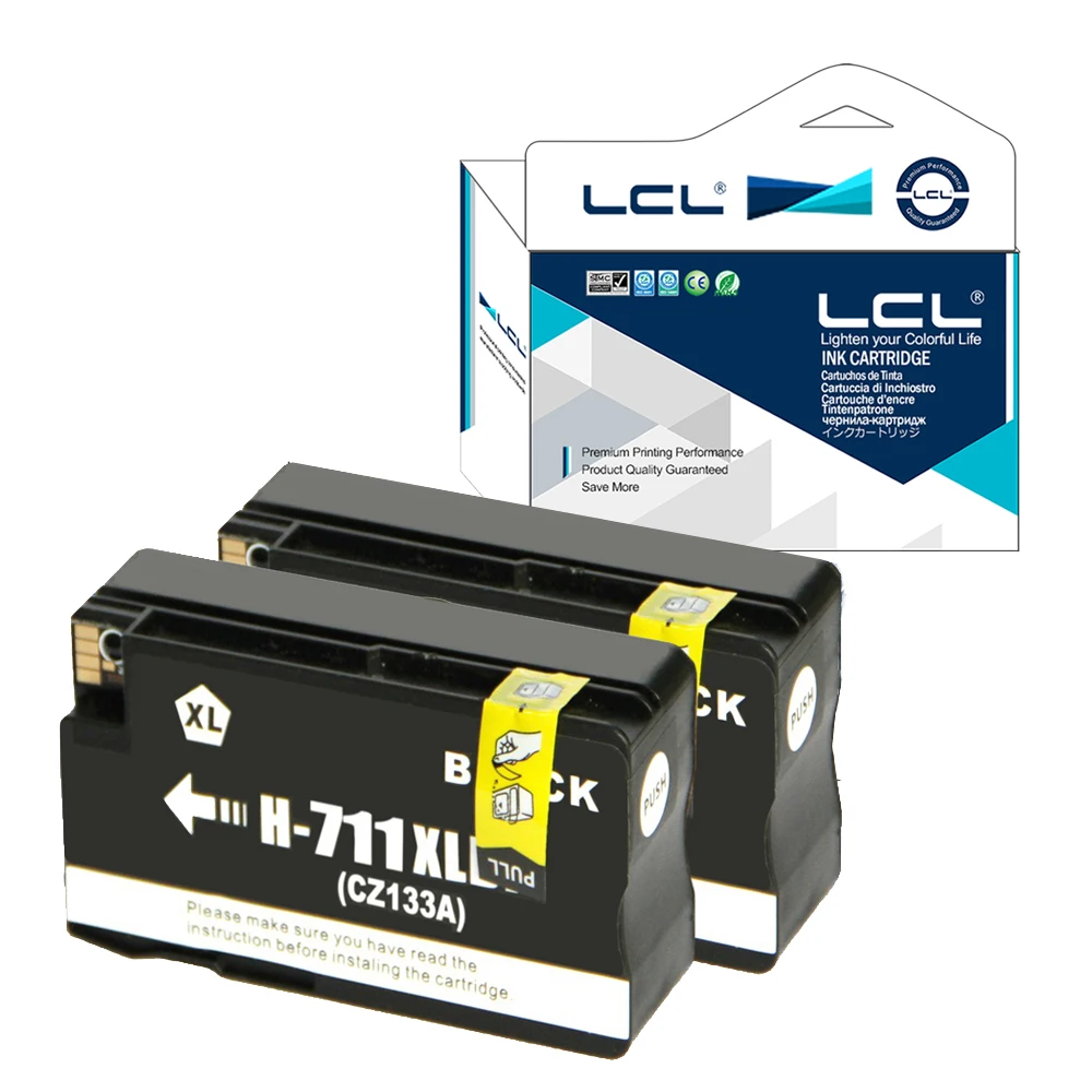 

LCL 711 XL (2-Pack Black) Ink Cartridge Compatible for HP Designjet T120 24/T120 610/T520 24/T520 36/T520 610/T520 914
