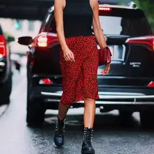 Весенние Новые Модные женские элегантные шелковые юбки до середины икры с сердечками