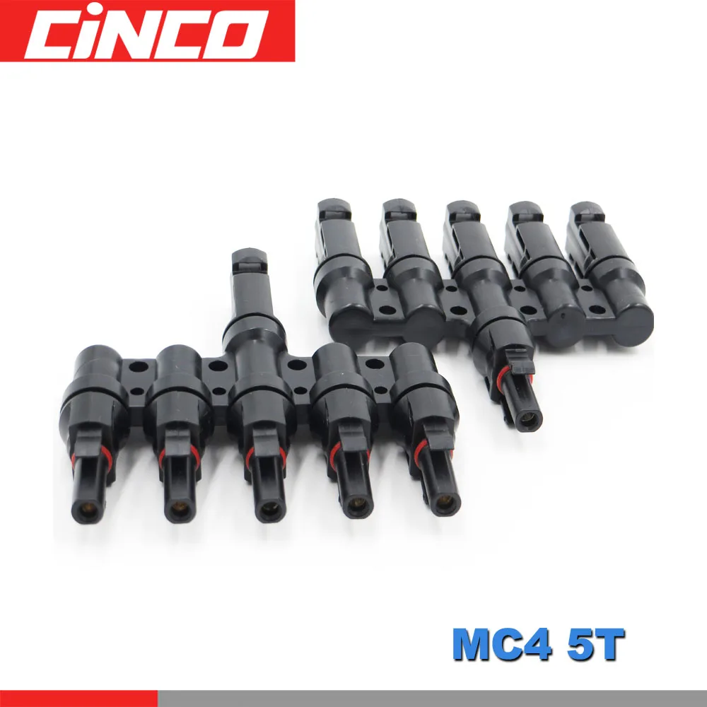 

1pair Electrical Solar MC4 Connector Photovoltaic Panel MC4 5T 1 to 5 in Branch parallel connection 30A 1000V Cable Wire Connect