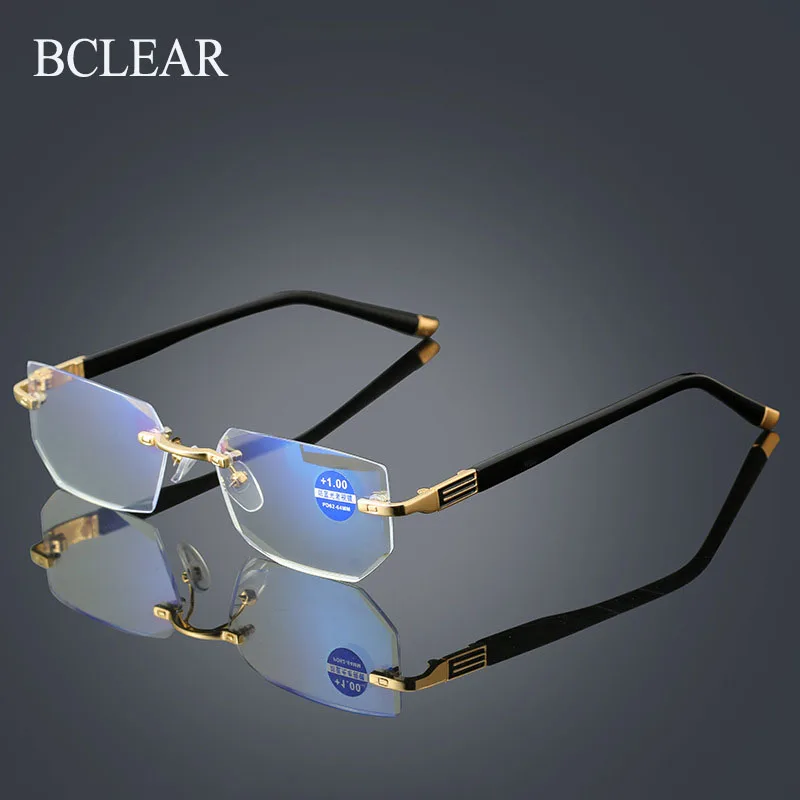 BCLEAR, очки для чтения без оправы, для женщин и мужчин, прозрачные линзы, против Blu-Ray, компьютерные очки, очки для чтения Пресбиопии, 1,0, 1,5, 2,0, 2,5, 3,0