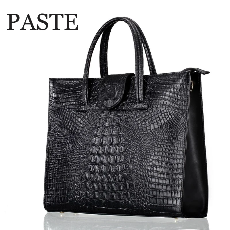 

Fashion luxury Crocodile Pattern Women's real Leather Handbag Genuine Leather ladies Shoulder Bag OL bussiness laptop Bag