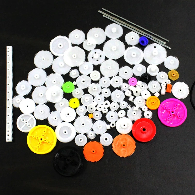 

106Pcs DIY Robot Toy Car Ferry Model Plastic Motor Gear Rack Pulley Worm Gearbox for Four-wheel Drive Scientific Experiment