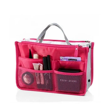 

Women Cosmetic bag Organizer Bag in Bag Double Zipper Makeup Bag Portable Multifunctional Travel Pockets Handbag