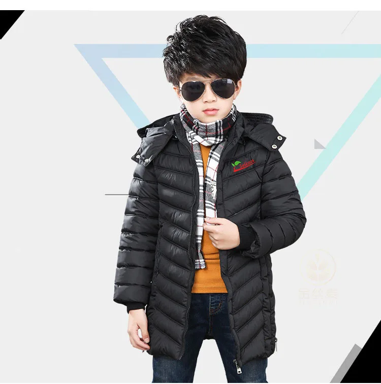 Детская зимняя куртка для мальчика, пуховая одежда Детская осенняя стеганая куртка с капюшоном, парка длинное пальто, ультра-светильник пальто, От 3 до 15 лет