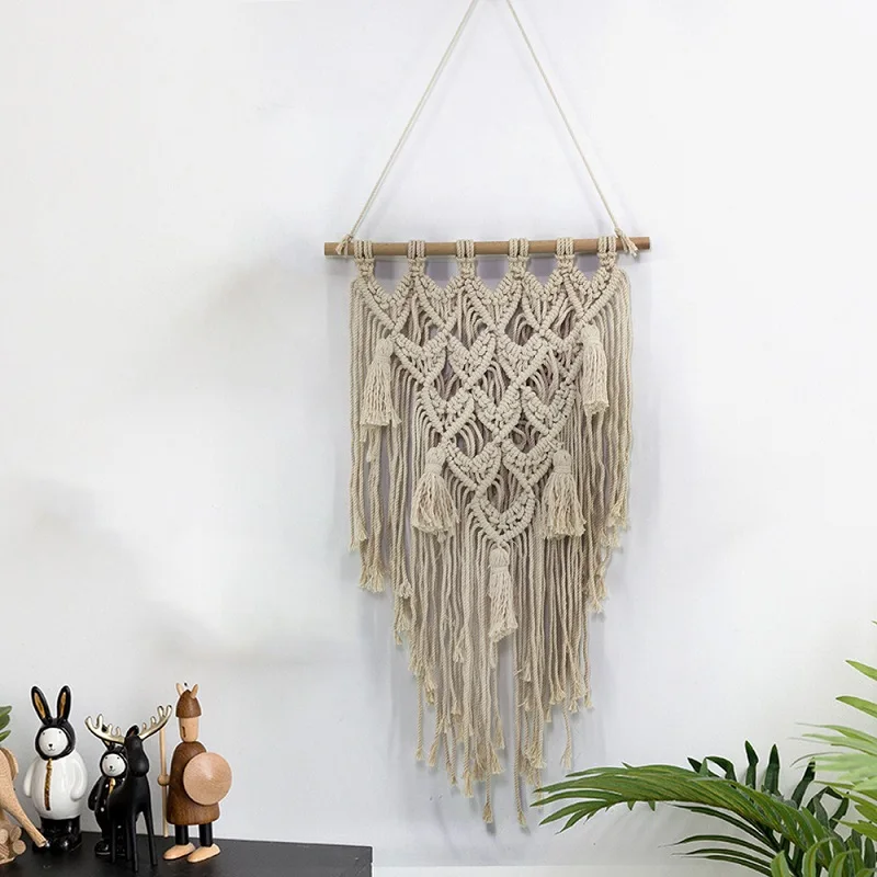 

Beige Macrame Tapestry Wall Art Handmade Cotton Knitted Tapestry Wall Hanging tapestry Mandala Bohemian macrame Home Decor