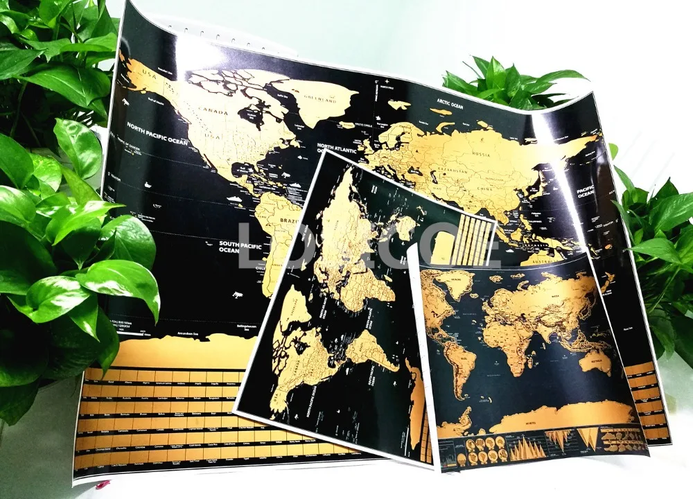 

World Map With Flags US States Travel maps posters wall art sticker dropshipping