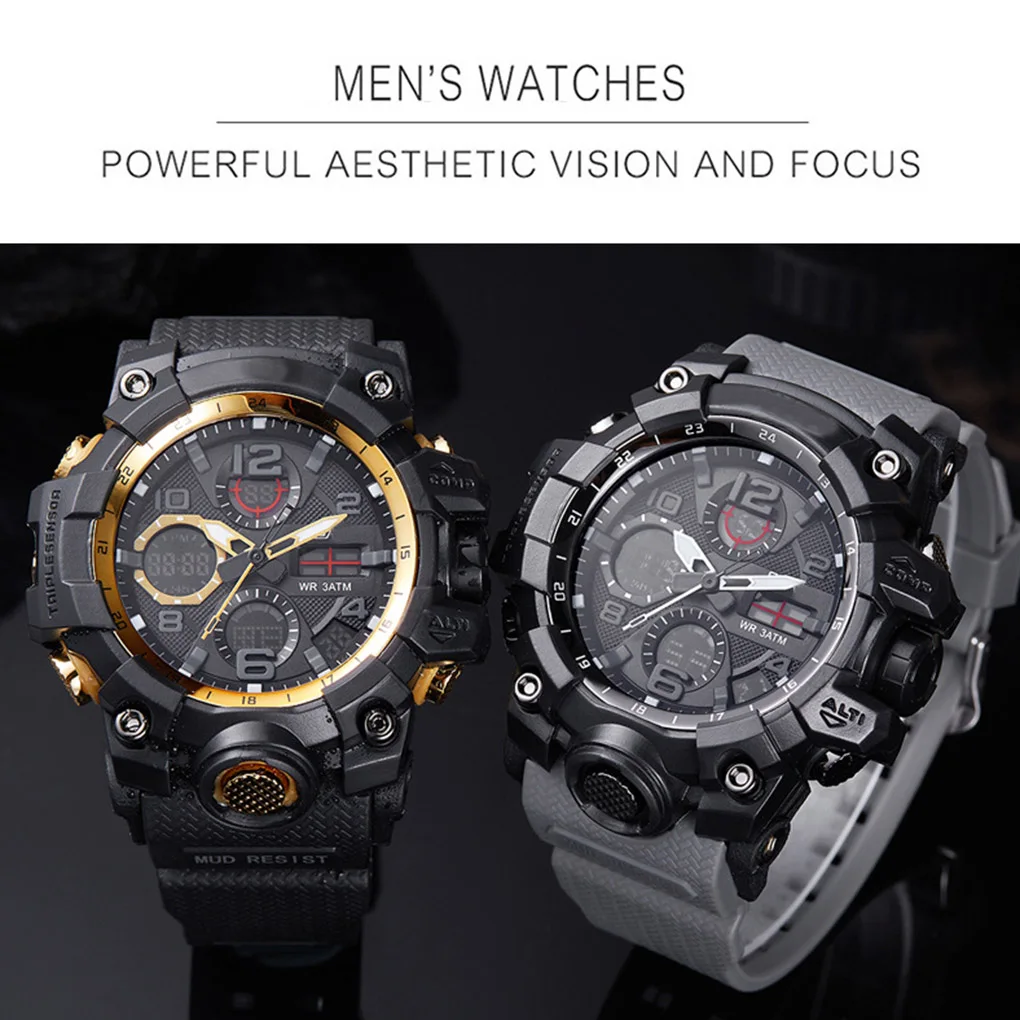 Fashion Men Waterproof Watch Luminous Boy Sport Quartz Wrist Watches Student Male Wrist Alarm Clock Timer