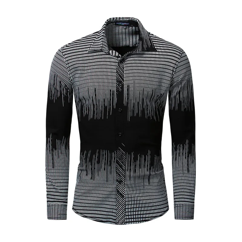 2018 New Fashion Brand Men's Printed Shirt Male Long Sleeve Geometric Patchwork Shirts Casual Dress Shirt Tops Camisa Masculina (17)