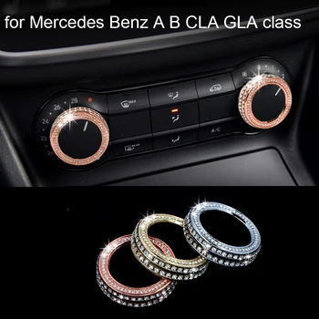 

2 pcs Zinc alloy diamond Air conditioning knob decoration cover ring sticker Car-Styling for Mercedes Benz A B CLA GLA class