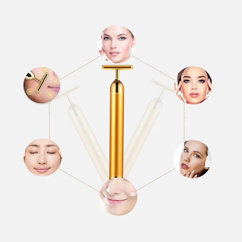 2шт 24K золото энергия красота бар эффективный подтяжка лица массажер для лица стимулятор релаксации морщин против морщин массажное устройство