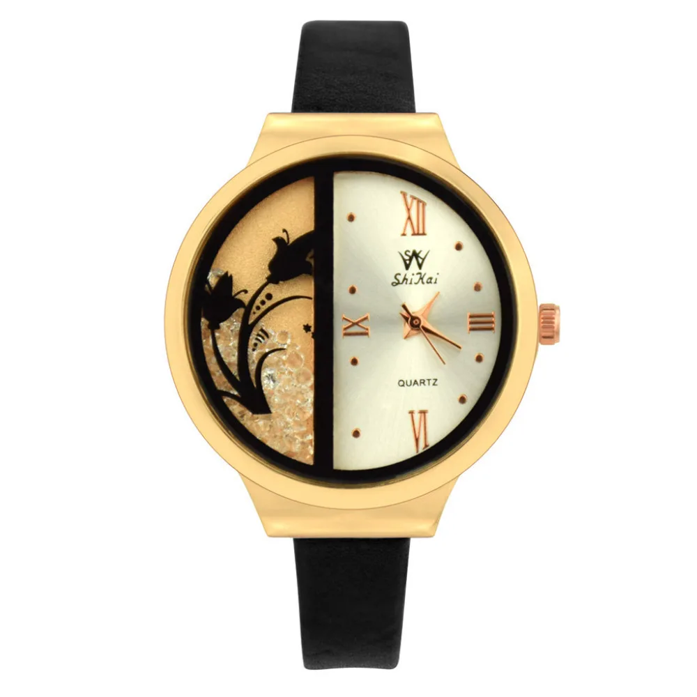 

Fashion Quartz Watch Women Watches Brand Luxury Large Dial Creative Quicksand Design Clock Watch Ladies Quartz Wrist Watch #W