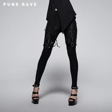 PUNK RAVE punk leggings with false boots design and rivets accessory K-205