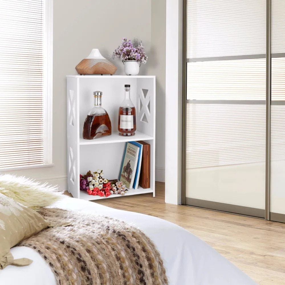 2 Tier Modular Side Cross Cut Out Wood Plastic Composite Shelf