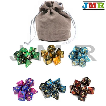 

6 Sets of 6 Color Dice Portable Dice for Dungeons and Dragons Mixed Color with Large Pouch Cube Game,DnD Rpg Game