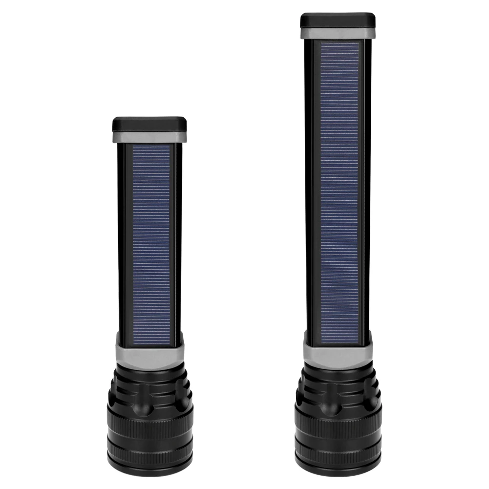 brightest flashlights Solar/USB Powered Flashlight Rechargeable Solar Flashlights 18650 Torch For Outdoor Camping Mobile Power Bank Built-in Battery coast torches