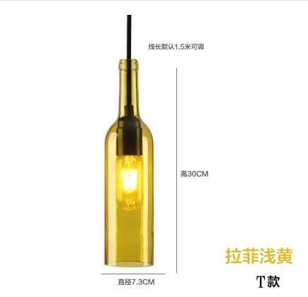 Средиземноморская креативная бутылка подвеска кафе бар кофейня, бар магазин красное вино люстры-бутылки - Цвет корпуса: T style yellow