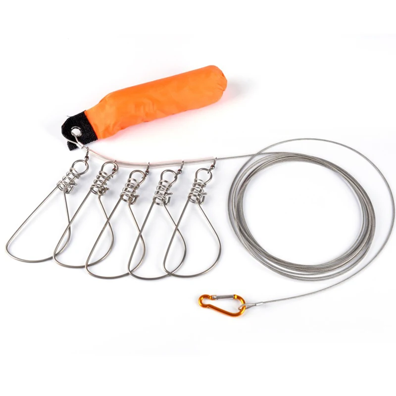 5 Snap Stainless Steel Fishing Rope Floating Fish Stringer Fishing Lock