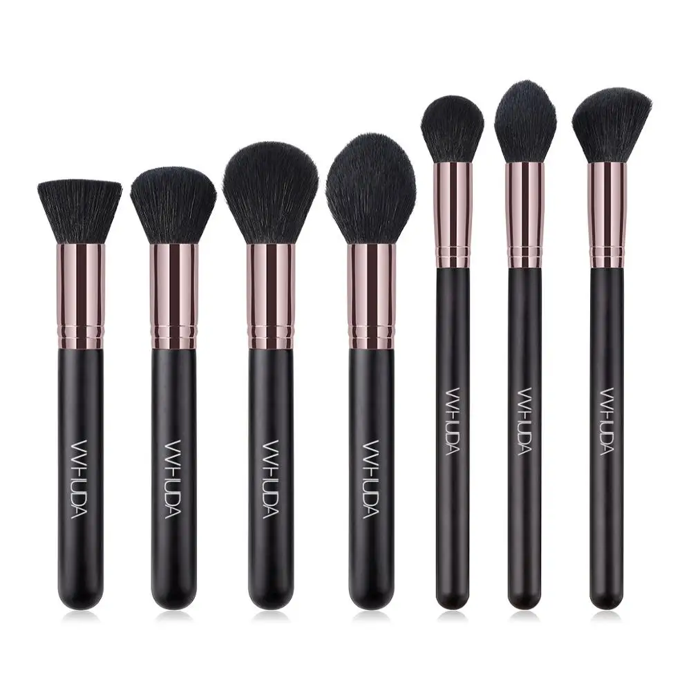

VVHUDA Makeup Brushes Pro 7Piece Premium Soft Synthetic Fiber Foundation Powder Blush Concealer Contour Check Tools Set