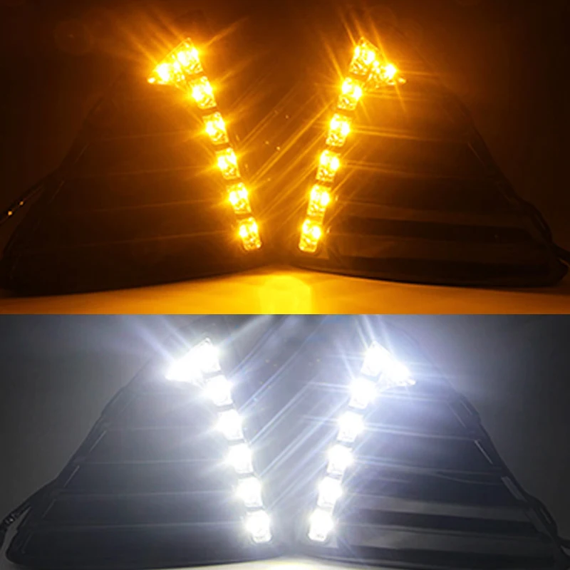 12 В светодиодный автомобильный DRL для Ford Focus 3 MK3 2012 2013 дневные ходовые огни Противотуманные фары с выключением и реле затемнения