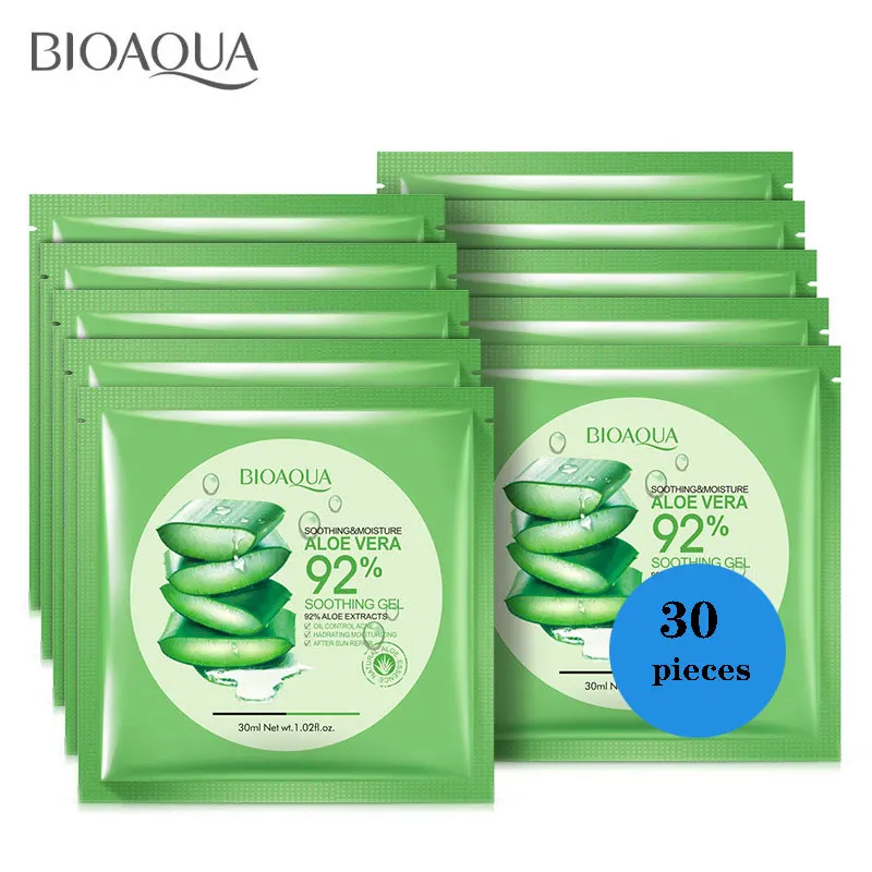 

BIOAQUA 30 Pieces Natural Aloe Vera Extract Facial Mask Depth Replenishment Oil Control Unisex Skin Care