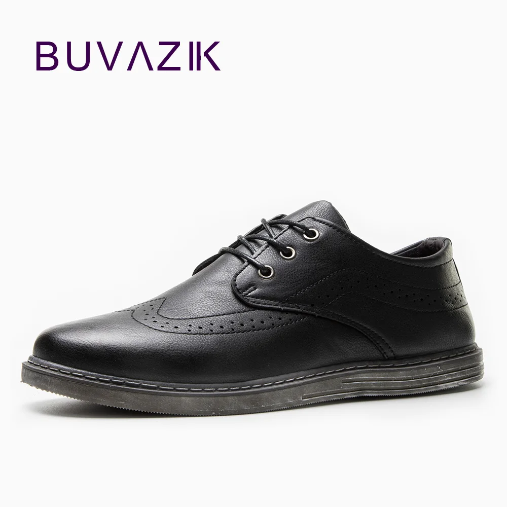 BUVAZIK British style breathable tide casual shoes retro lace-up brogue shoes men for 2018 spring PU leather comfortable flats BUVAZIK British style breathable tide casual shoes retro lace-up brogue shoes men for 2018 spring PU leather comfortable flats