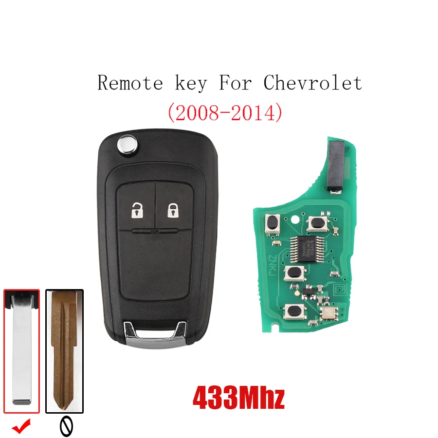 2 шт. * 433 МГц кнопки дистанционного ключа для Chevrolet Malibu Cruze 2008 2009 2010 2011 2012 2013 2014