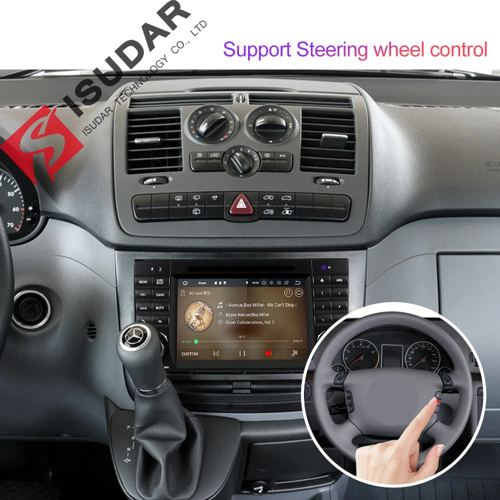 Isudar 2 Din Авто Радио Android 9 для Mercedes/Benz/W203/CLK200/CLK22/C180/C200 CANBUS Автомобильный мультимедийный видео DVD плеер gps DVR