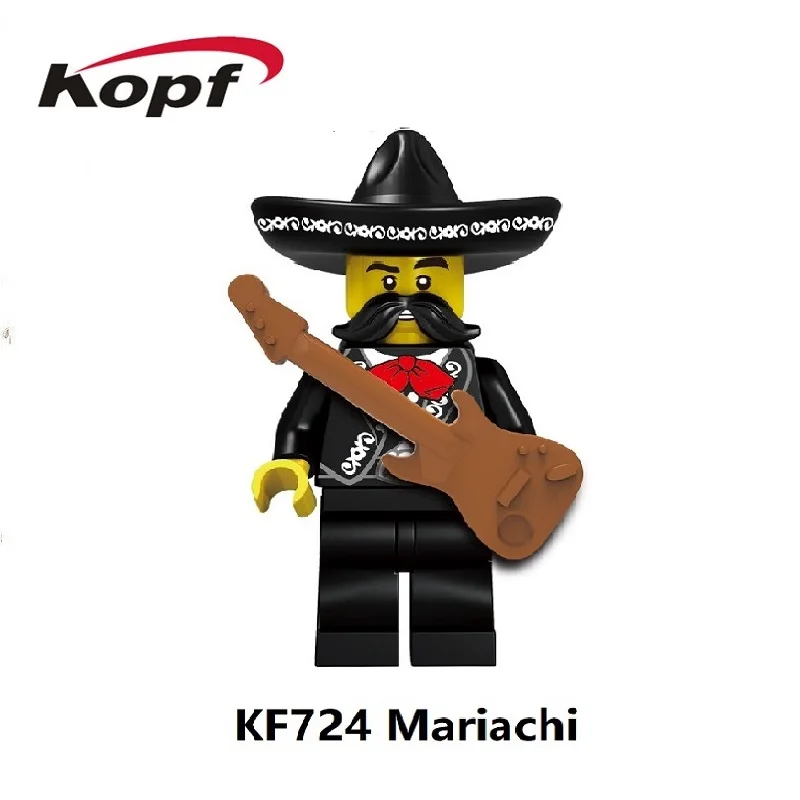 

Single Sale Super Heroes Mexican independence day Mariachi Charro Building Blocks Bricks Action For Children Gift Toys KF724