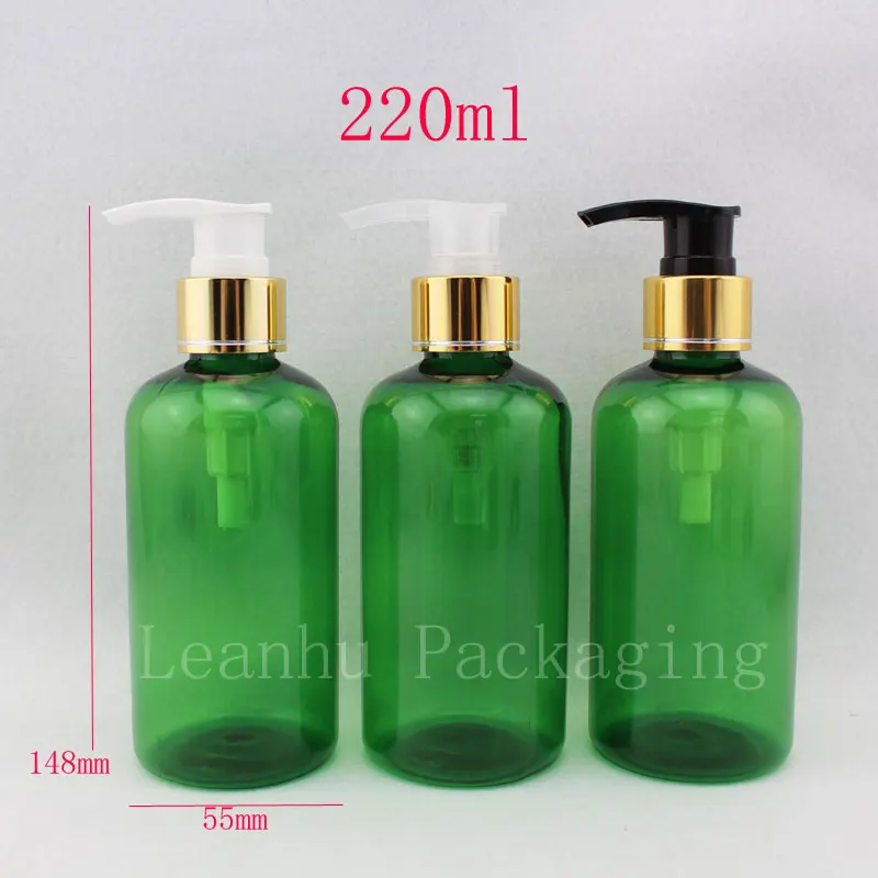 Download 220ml Green PET Bottles With Gold Lotion Pump,empty Round ... Yellowimages Mockups