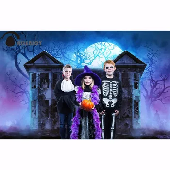 

Allenjoy backgrounds for photo studio dream castle purple glitter moon Halloween professional backdrop photocall high quality