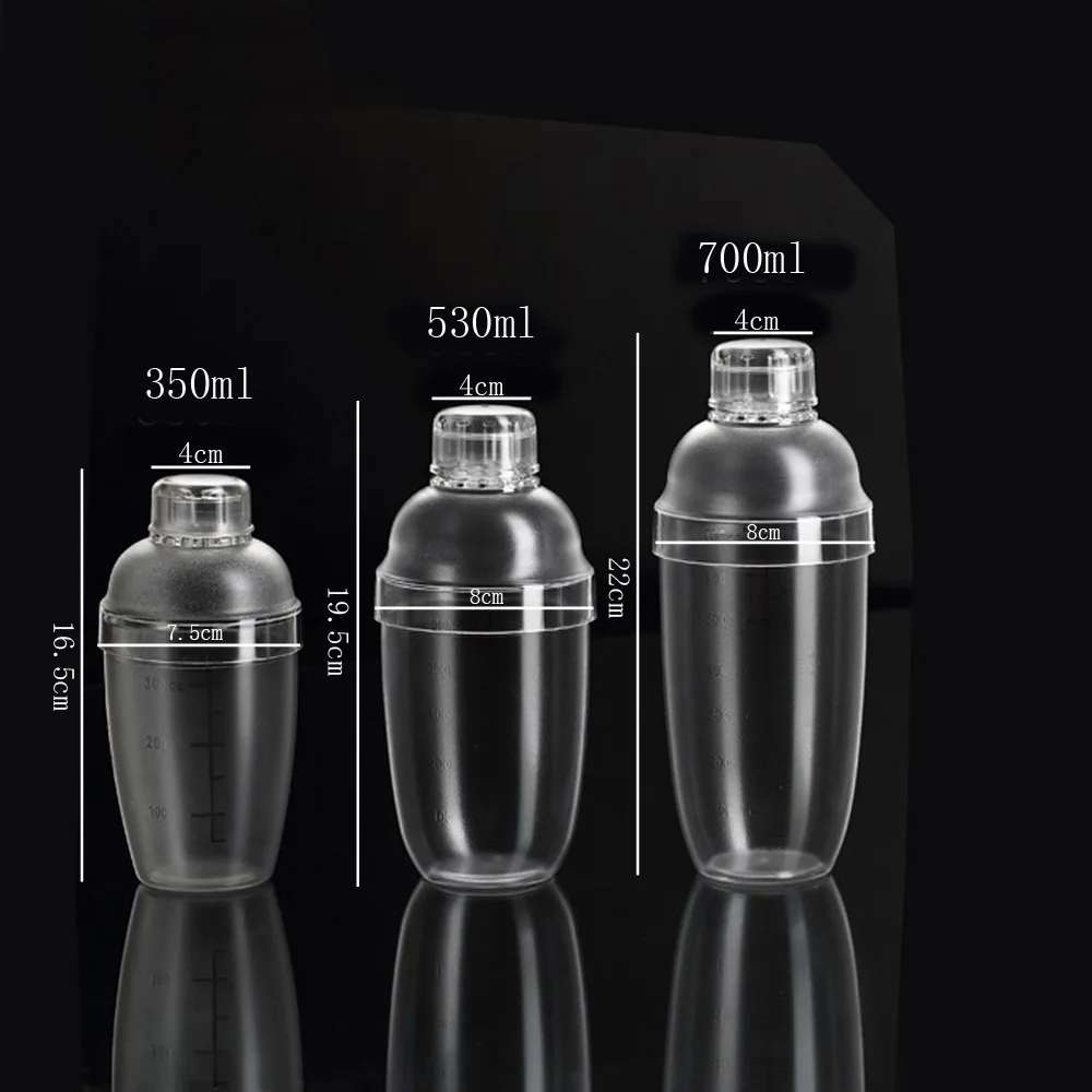 

530ml Plastic Cocktail Shaker Bar Transparent PC Resin No Rust Milk Tea Cocktail Shaker