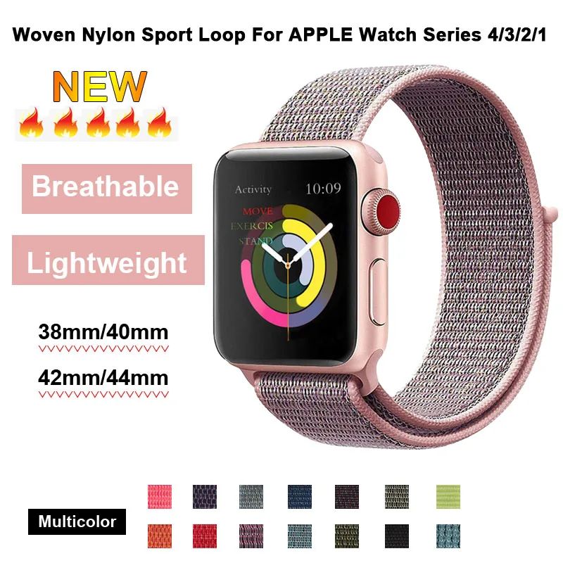 

Pink Sand Nylon Sport Loop Band 40mm 44mm For Apple Watch 4 Fabric Wristband For Iwatch Series 3 38mm 42mm