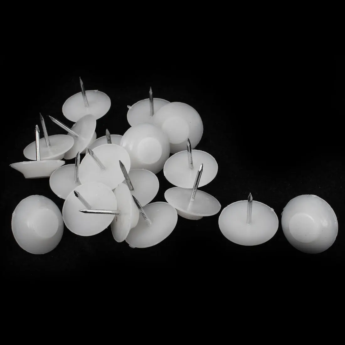 

Plastic Round Head Metallic Pin Mushroom Shape Furniture Table Feet Domed Nails 19Pcs White