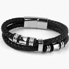 Men's Braided Bracelet Genuine Leather Stainless Steel Cuff Bangle Bracelet Fashion Titanium Steel Bracelet Jewelry fashion stainless steel genuine leather jewelry charm leather bracelet for women braided bracelet men top quality dropshipping