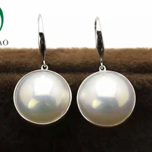 Caimao 14k белое золото 13 мм круглые жемчужные классические обручальные серьги для Anniverary