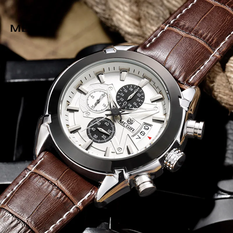 Prix pour 2016 Megir top Marque Chronographe à quartz Étanche De Mode De Luxe En Cuir Montres bracelet Homme montres horloge vente 2020 Prix pour 2016 Megir top Marque Chronographe à quartz Étanche De Mode De Luxe En Cuir Montres bracelet Homme montres horloge vente 2020