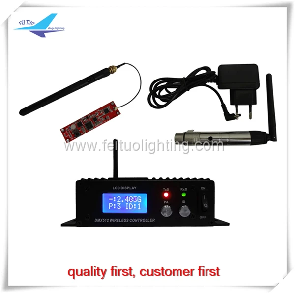 

DMX512 Wireless Transmitter and Receiver 2 IN 1 for Stage Light DMX Control 2.4Ghz ISM LED Light DMX Controller