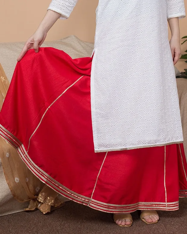 Индийское модное женское этническое стильное хлопковое индийское платье тонкий дорожный костюм элегантный женский белый красный топ+ юбка+ шарф