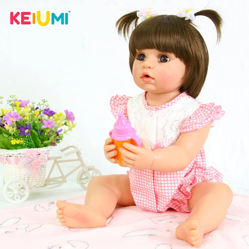 

KEIUMI 22 inch Full Silicone Vinyl Reborn Babies Dolls Baby Girl New Design Kids Playmates Toys Doll Reborn 55 cm Real Princess